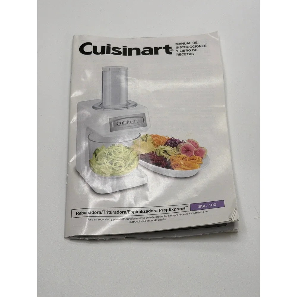 Cuisinart White Ice Cream‎ Maker SSL100 Slicer Shredder Spiralizer Dessert Maker